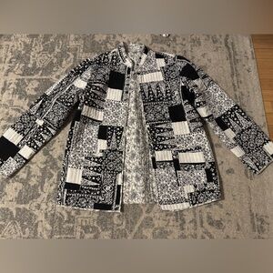 Reversible Quilted Women’s Patchwork/Floral Black and White Jacket